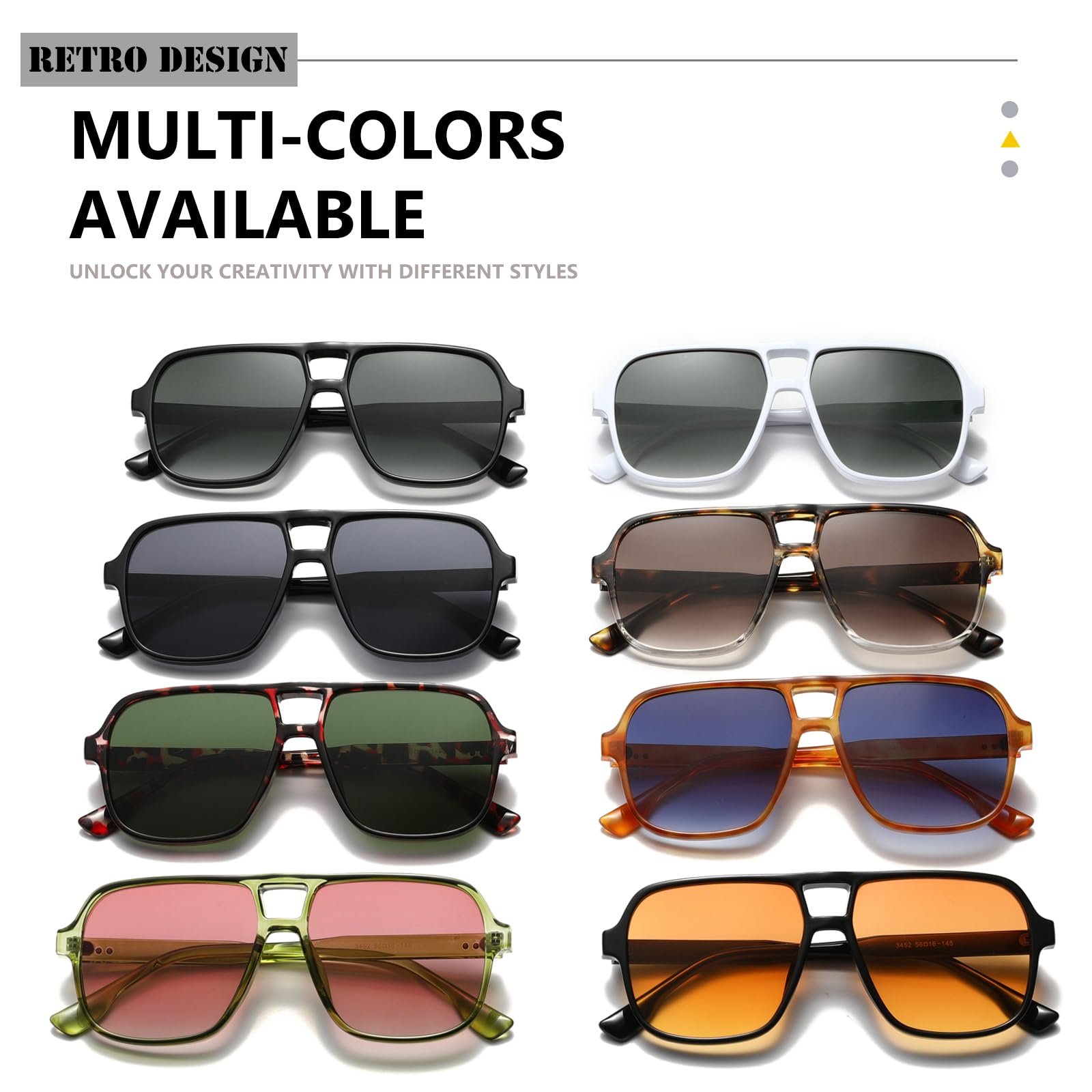 Солнцезащитные очки Авиатор Long Keeper Retro Pilot Квадратные Большие 70-х годов UV400, фото №6