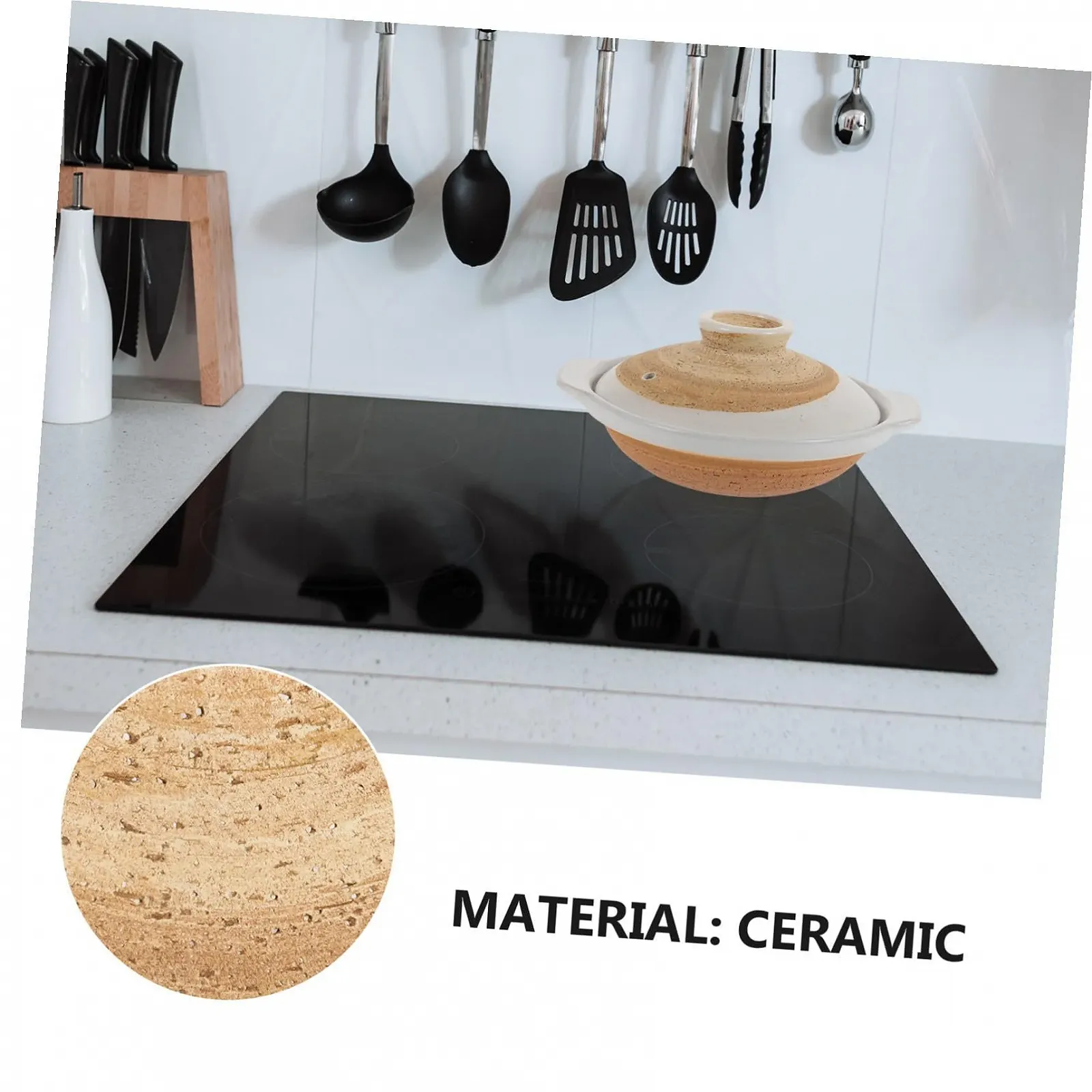 Японская керамическая кастрюля 20.3x17.5x9 см с крышкой, термостойкая, для риса и супов, фото №9