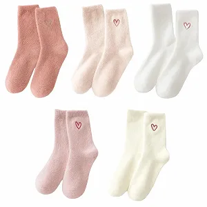 Жіночі теплі шкарпетки, 5 пар товстих шкарпеток для ліжка, розміри 36-42 - Фото 1