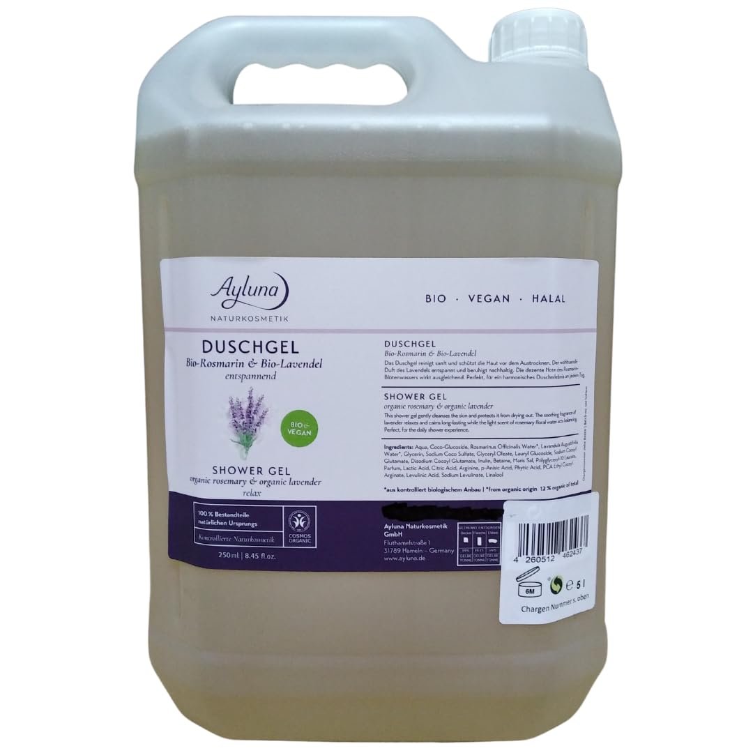 Гель для душу Ayluna Naturkosmetik Organic Rosemary & Organic Lavender Relaxing Organic & Vegan 5 Л Каністра, фото №1 Гель для душу Ayluna Naturkosmetik Organic Rosemary & Organic Lavender Relaxing Organic & Vegan 5 Л Каністра, фото №1