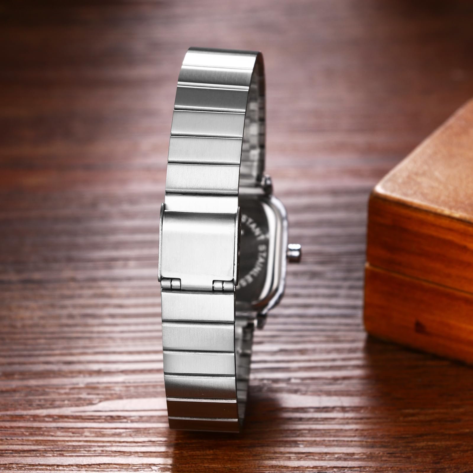 Часы женские JewelryWe Квадратные Аналоговые Кварцевые Серебристые, фото №3