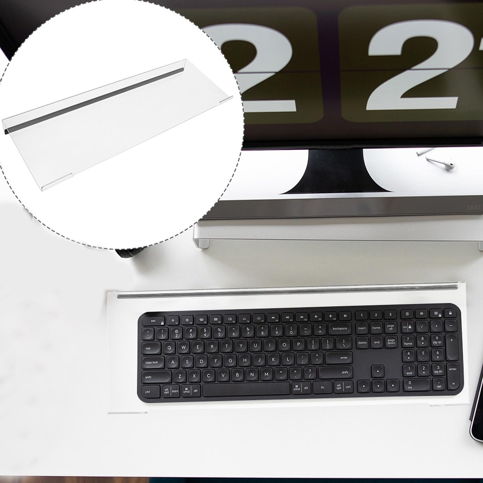 Подставка для клавиатуры акриловая Прозрачная с наклонным лотком Эргономичная подставка для ПК клавиатуры для стола Нескользящие гладкие края Совместима с большинством Случайные цвета, фото №3