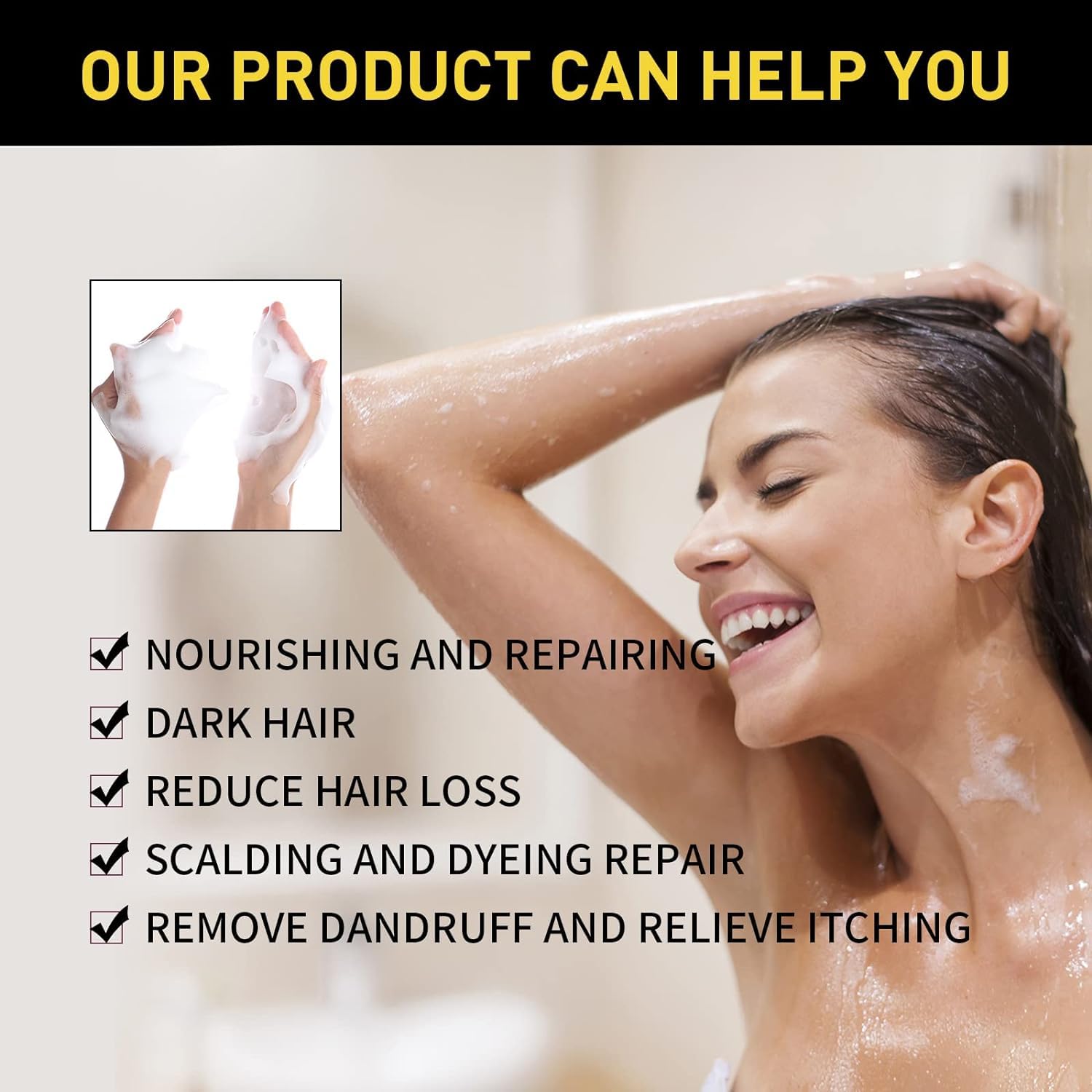 Шампунь Pemarlis Instant Hair Shampoo 500 мл Натуральний чорний 3 в 1 для чоловіків і жінок, фото №6