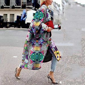 Жіноча Куртка з принтом Cardigan Long Trench Coat Anorak synthetic.ua - Фото 1