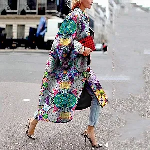 Жіноча Куртка з принтом Cardigan Long Trench Coat Anorak synthetic.ua - Фото 1