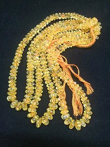 Намистини Цитрин Натуральний рондель гарбуз 8-12 мм, нитка довжиною 40 см для намиста, браслета - Фото 1