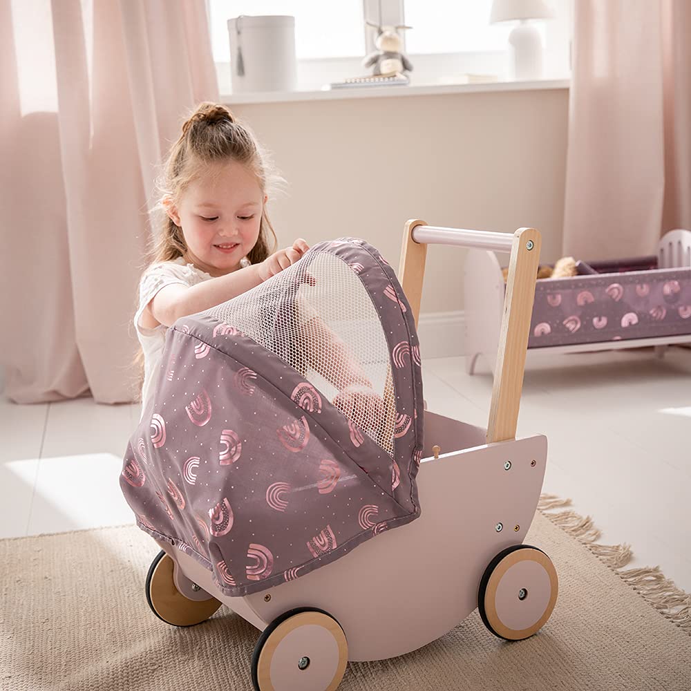 Деревянная коляска для кукол howa Rainbow 25502 С складывающимся капюшоном, фото №5