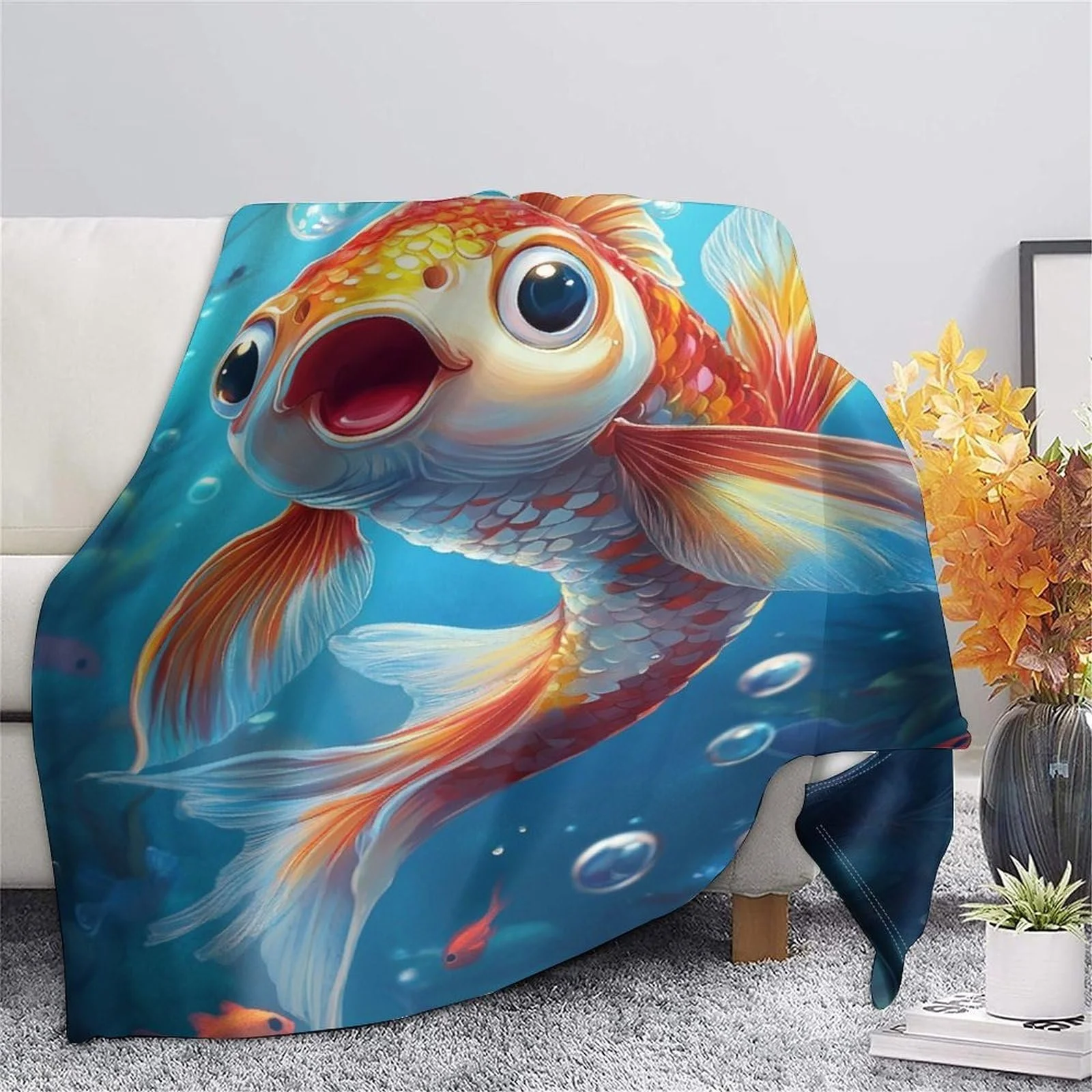 Покривало Бавовняна надм'яка Koi Fish Чотири сезони Багатоцільове покривало на ліжко Накидка на диван 3D 200x230 см, фото №6 Покривало Бавовняна надм'яка Koi Fish Чотири сезони Багатоцільове покривало на ліжко Накидка на диван 3D 200x230 см, фото №6