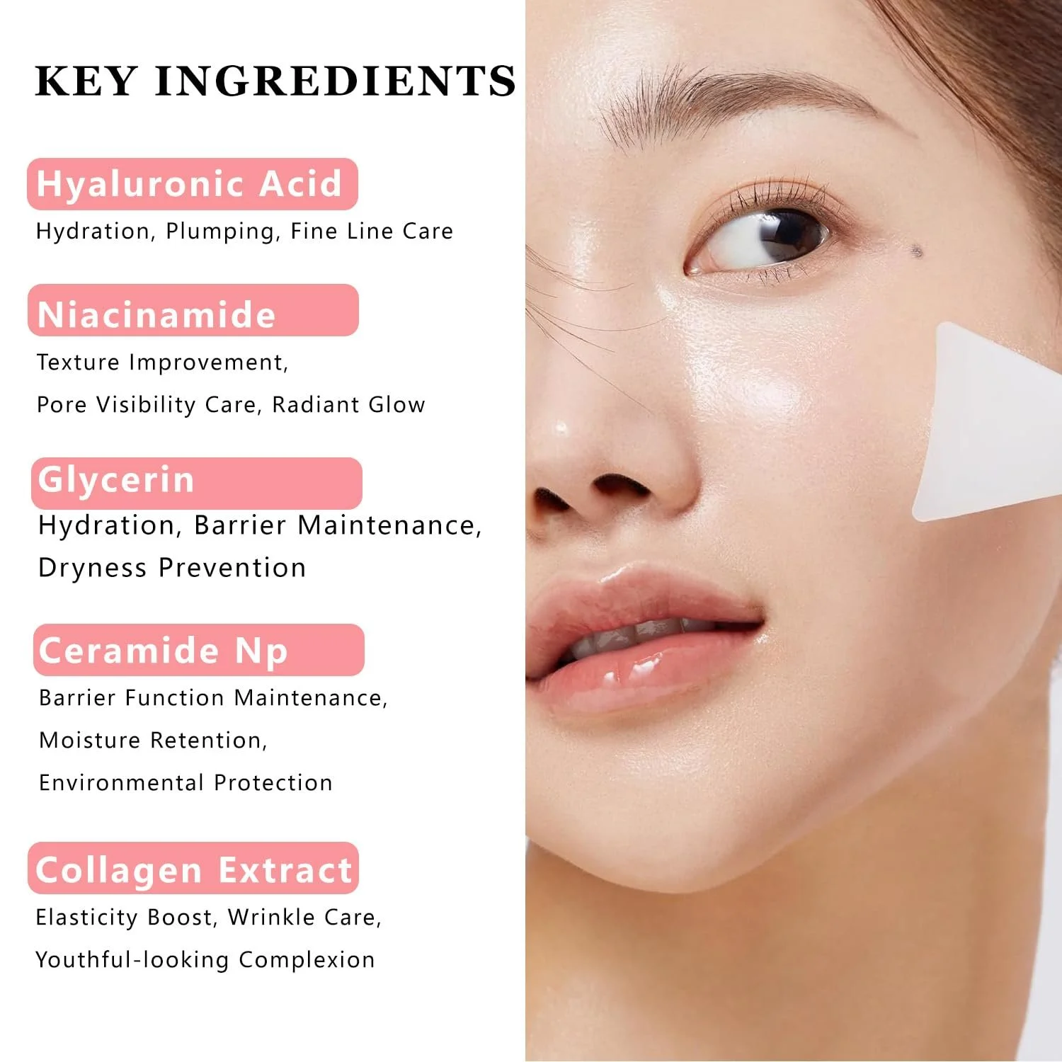 Нічна маска для обличчя з колагеном, зменшує зморшки та покращує еластичність, фото №2