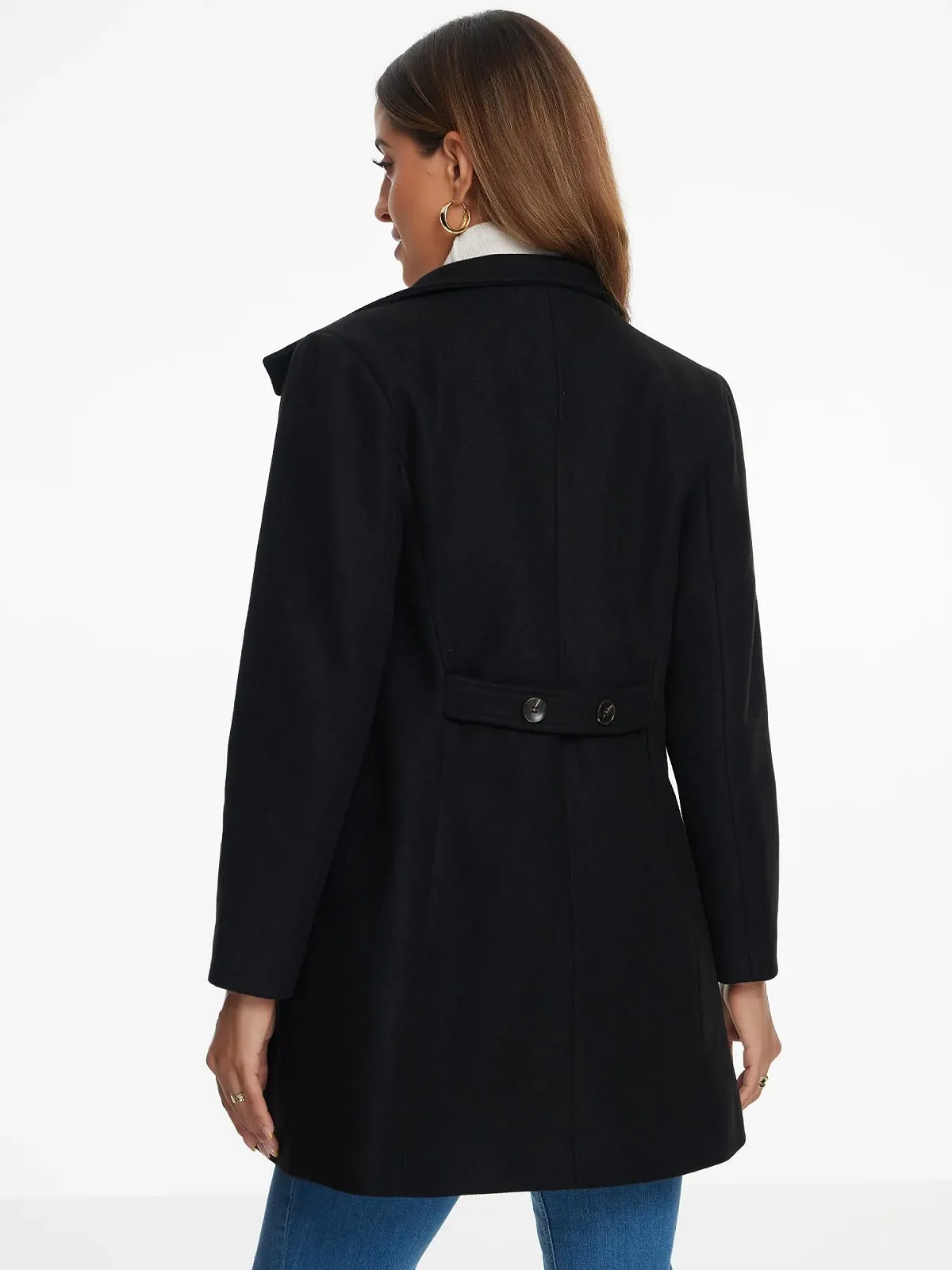 Пальто Allegra K Двубортное Осеннее Зимнее Классическое с воротником стойкой, фото №3 Пальто Allegra K Двубортное Осеннее Зимнее Классическое с воротником стойкой, фото №3