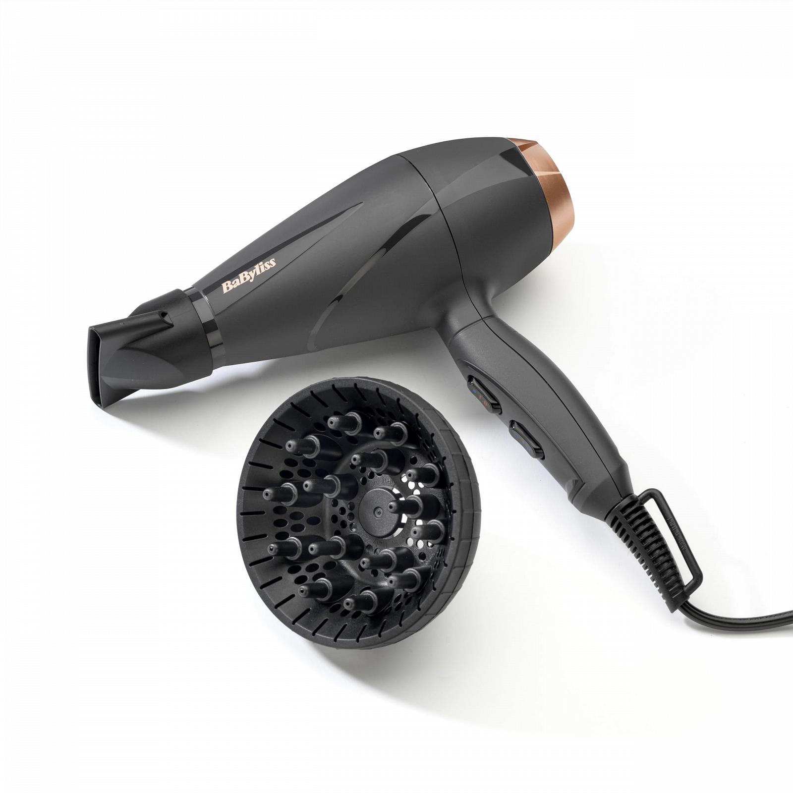 Фен BaByliss Smooth Pro 6709DE, 2100 Вт, с диффузором, ионная технология, 3 температурных режима, 2 скорости, черный, фото №10