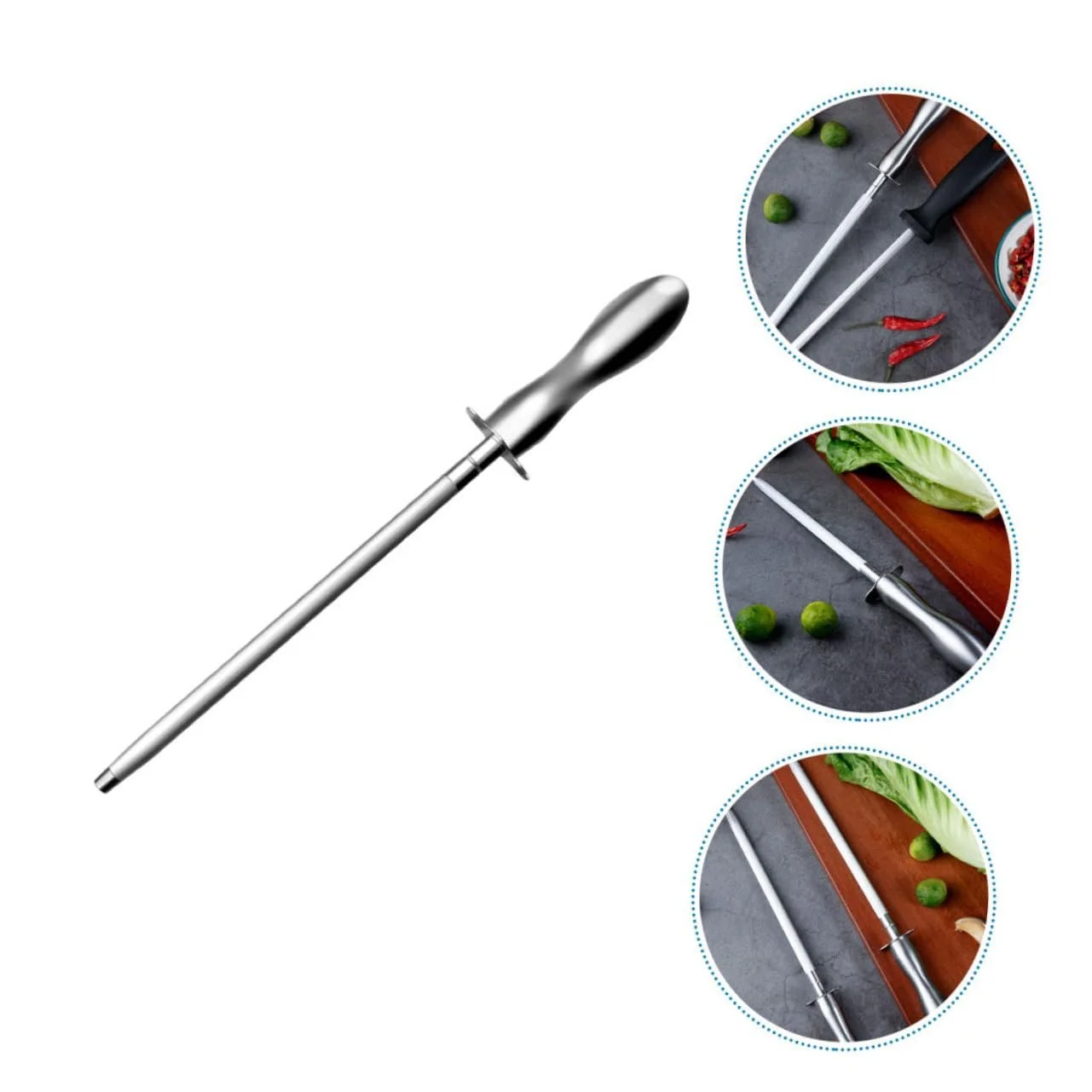 Мусат для кухонних ножів Ciieeo з вуглецевої сталі з ергономічною ручкою, фото №6