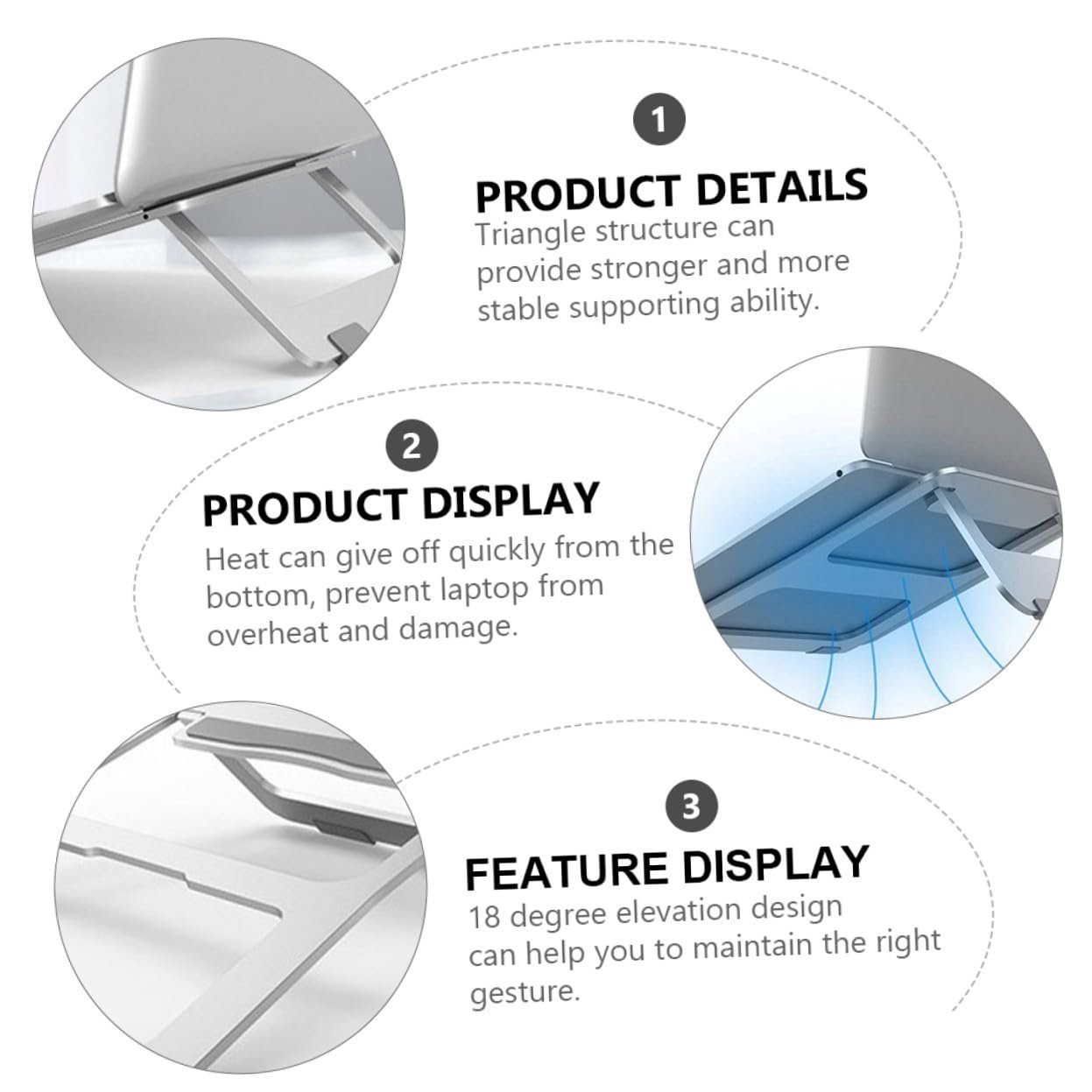 Подставка для ноутбука Алюминиевая складная нескользящая прочная с эргономичным углом для лучшего комфорта сидения и быстрого отвода тепла Многофункциональная для стола, фото №6