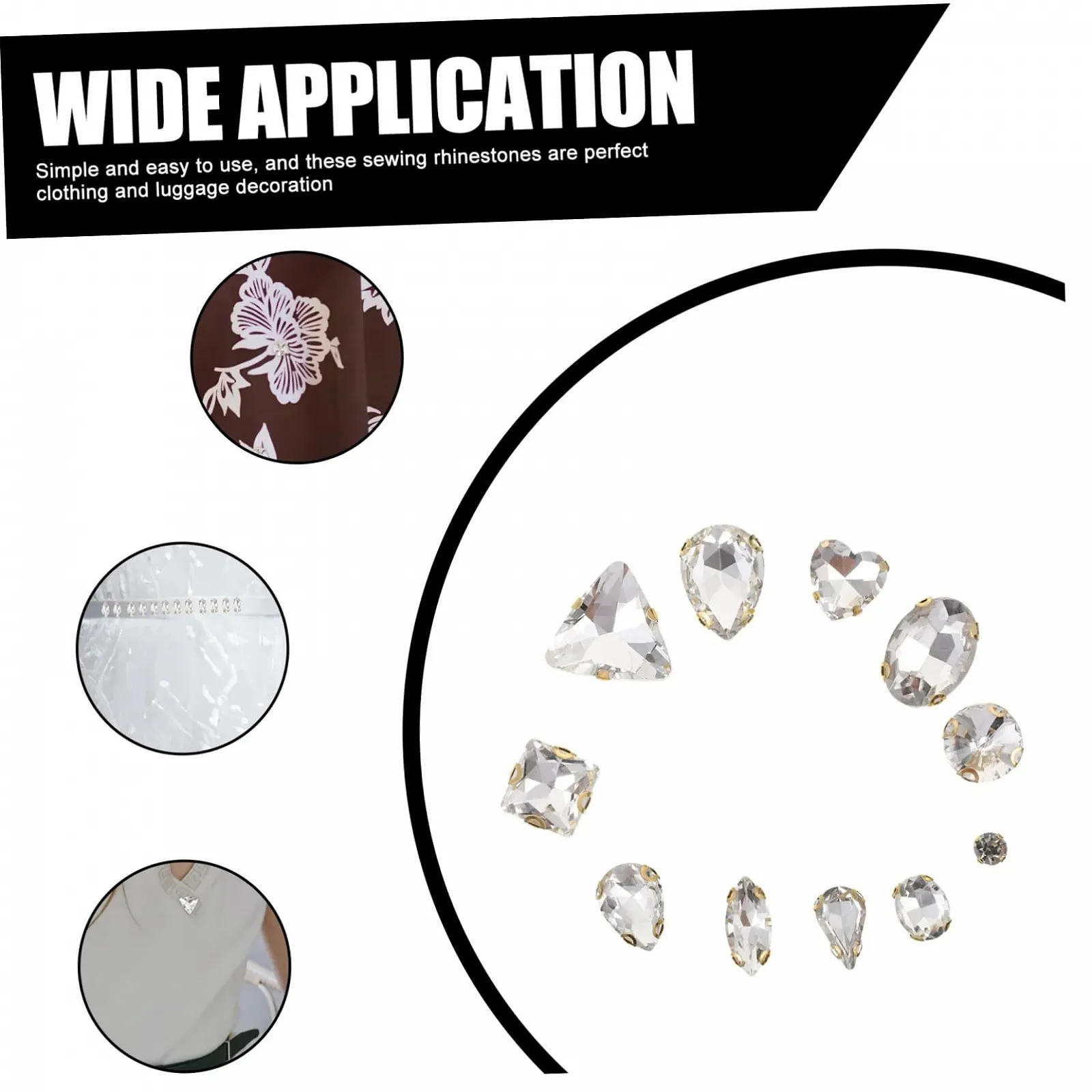 Скляні стрази для пришивання, 130 шт, білі, ручної роботи, з кігтями, для прикрас, для саморобних прикрас на одяг, фото №6