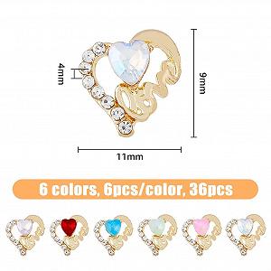 Стрази для нігтів, сплав, 3D, у формі серця, 6 кольорів, 36 штук synthetic.ua - Фото 1