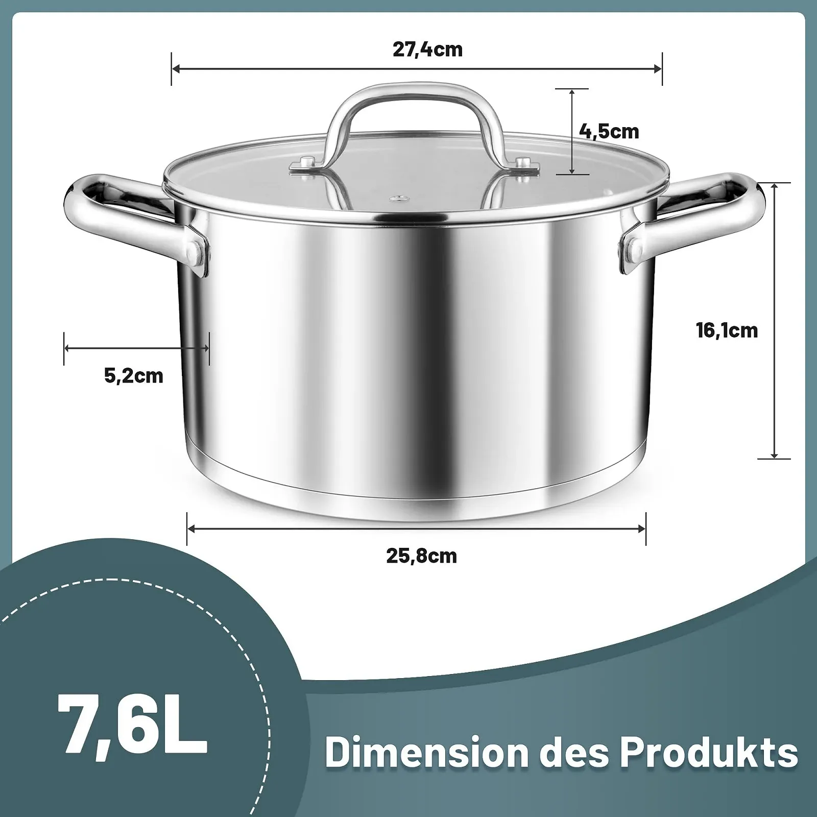 Кастрюля TEAMFAR Series, 26 см, фото №2