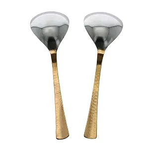 Ложка для сервірування рису Zap Impex Original Indian кована, 21 см, з нержавіючої сталі з мідним оздобленням, набір з 2 штук synthetic.ua - Фото 1