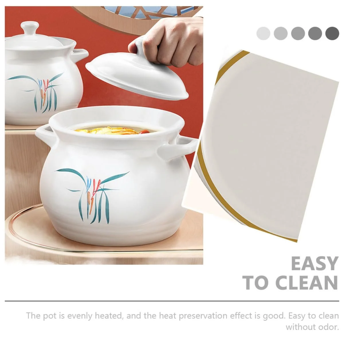 Кастрюля керамическая для супа 2 л термостойкая с крышкой, фото №7