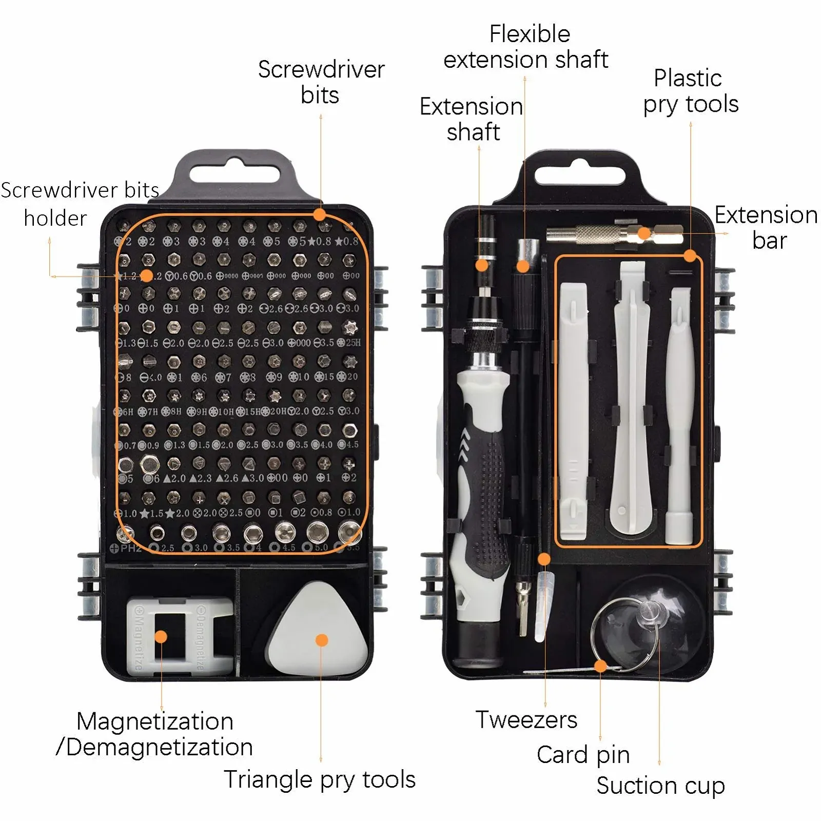 Набір прецизійних викруток HPMAISON 115 в 1 магнітний для електроніки, фото №4
