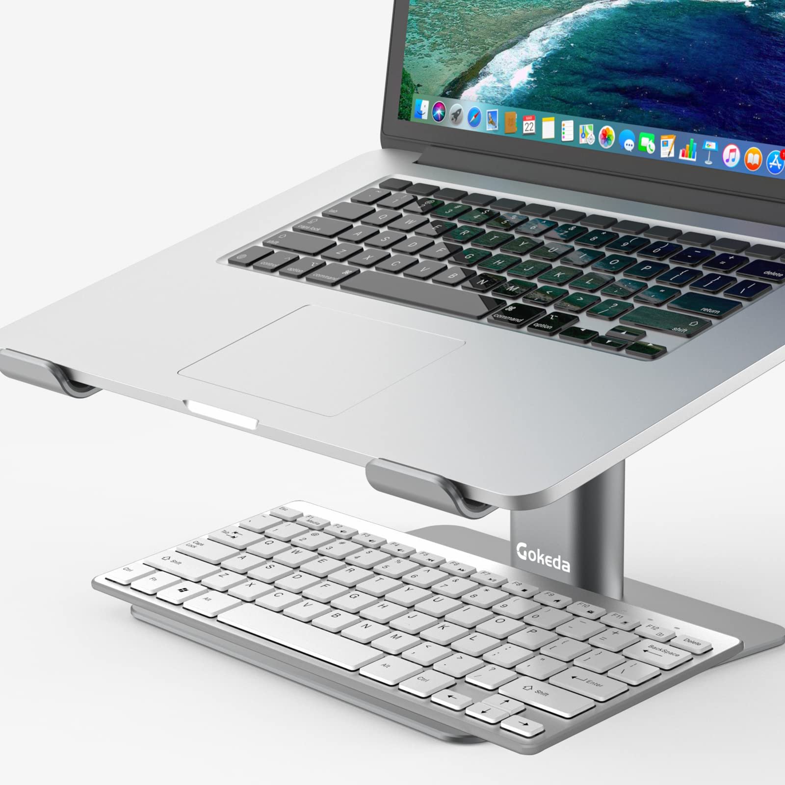 Подставка для ноутбука GOKEDA, эргономичная регулируемая подставка для компьютера, держатель высоты из алюминиевого сплава, совместима с MacBook Air Pro, Dell, HP, Lenovo Samsung (большинство ноутбуков 11-17 дюймов), фото №6 Подставка для ноутбука GOKEDA, эргономичная регулируемая подставка для компьютера, держатель высоты из алюминиевого сплава, совместима с MacBook Air Pro, Dell, HP, Lenovo Samsung (большинство ноутбуков 11-17 дюймов), фото №6