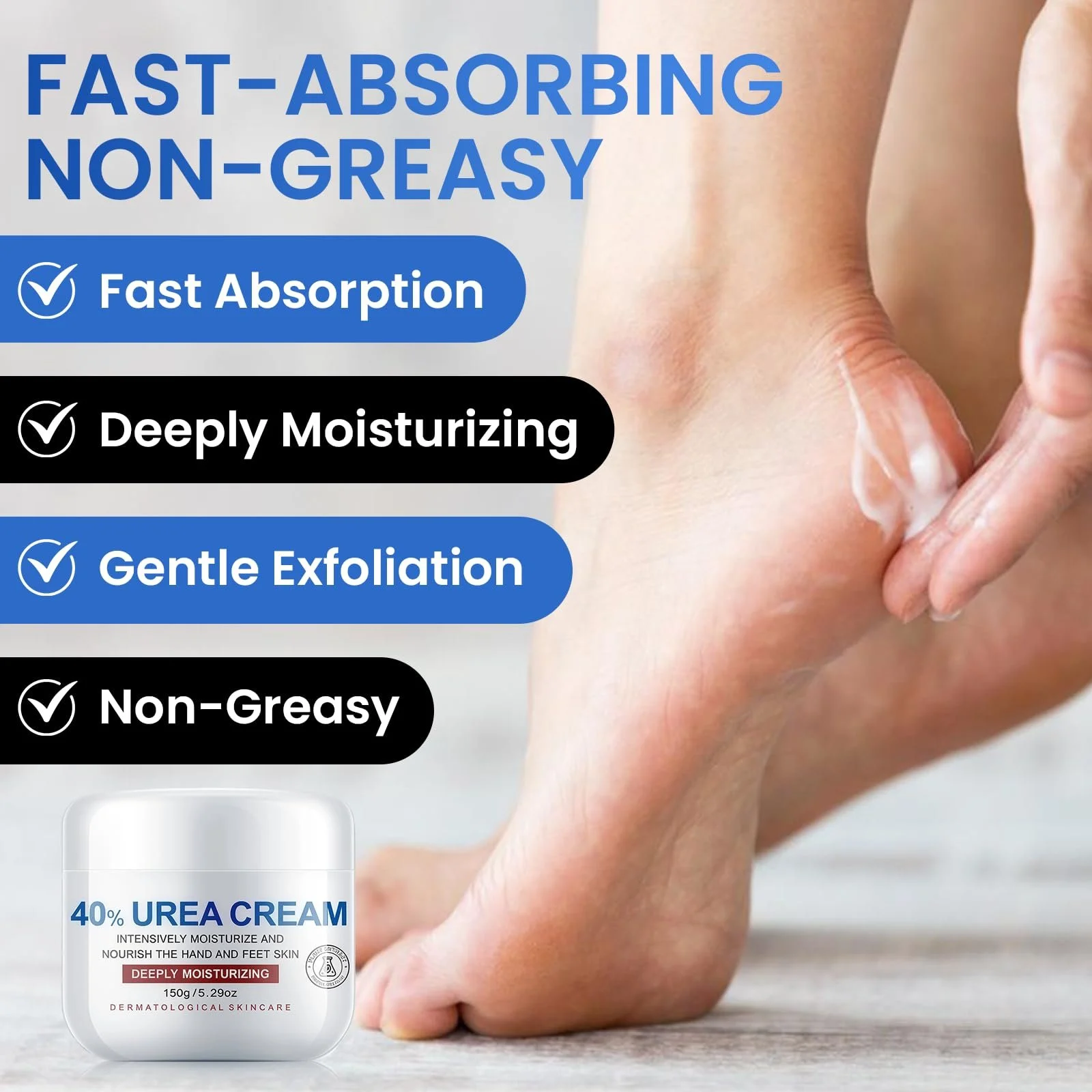 Крем для ног и рук с мочевиной 40% Urea Cream с гиалуроновой кислотой и маслом ши 150 г, фото №4