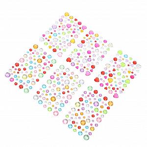 12 листов наклеек со стразами для лица Стразы для ногтей Детские драгоценности для лица Наклейки для ногтей в форме сердца Наклейки со стразами для глаз Декоративные наклейки Наклейка на телефон Лицо - Фото 1