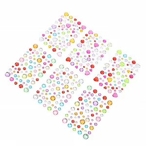 Наклейки со стразами для лица MERRYHAPY 12 листов, сердце, наклейки для ногтей, наклейки для ногтей, Хэллоуин, рождественская вечеринка, клей для лица, ювелирные изделия для лица, стразы - Фото 1