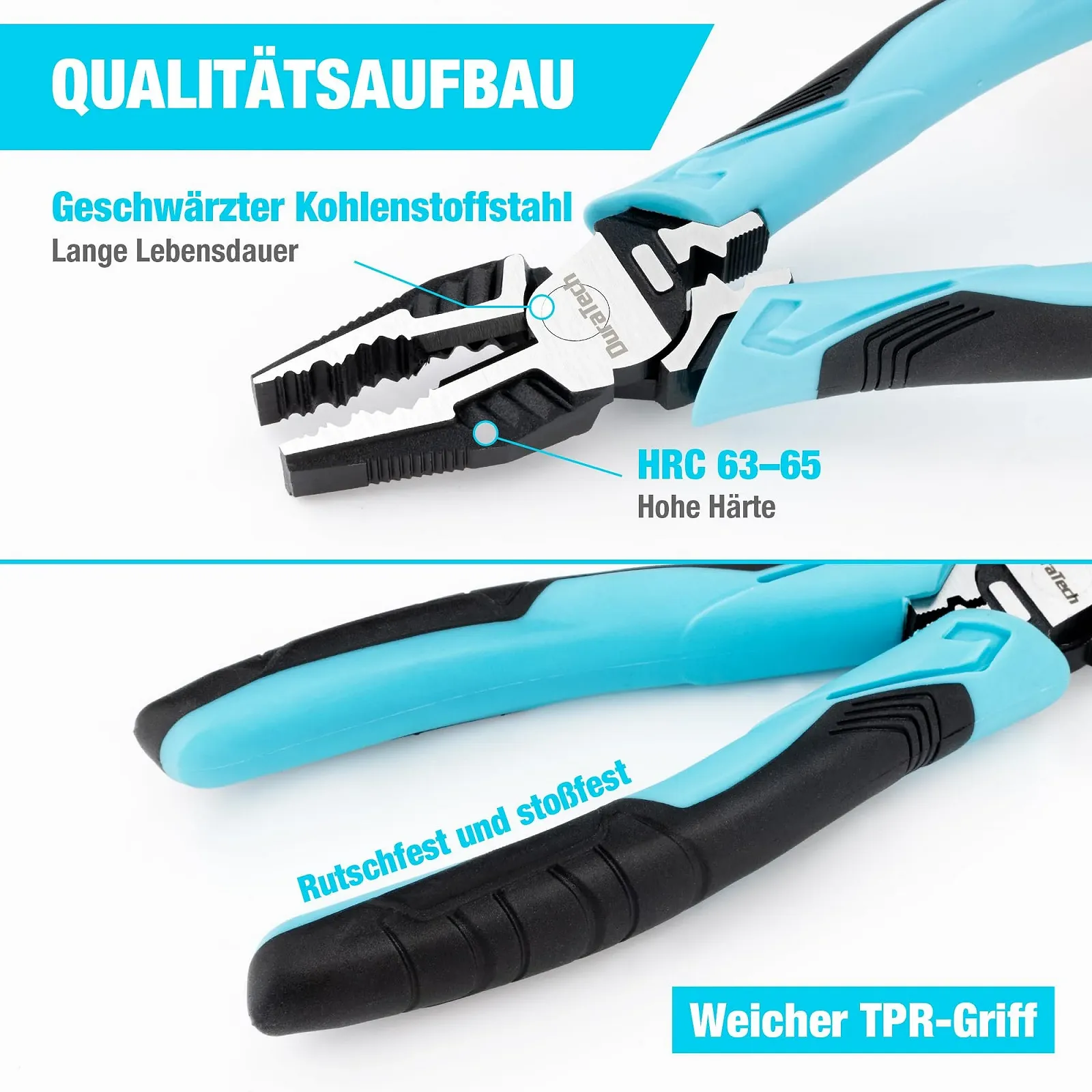 Набір плоскогубців DURATECH, 3 шт., плоскогубці з високим важелем, фото №6