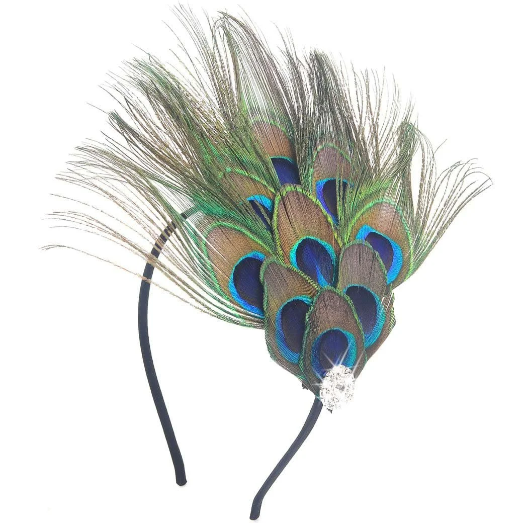 Обруч на голову з пір'ям павича Zoestar 1920-х років, фото №1 Обруч на голову з пір'ям павича Zoestar 1920-х років, фото №1