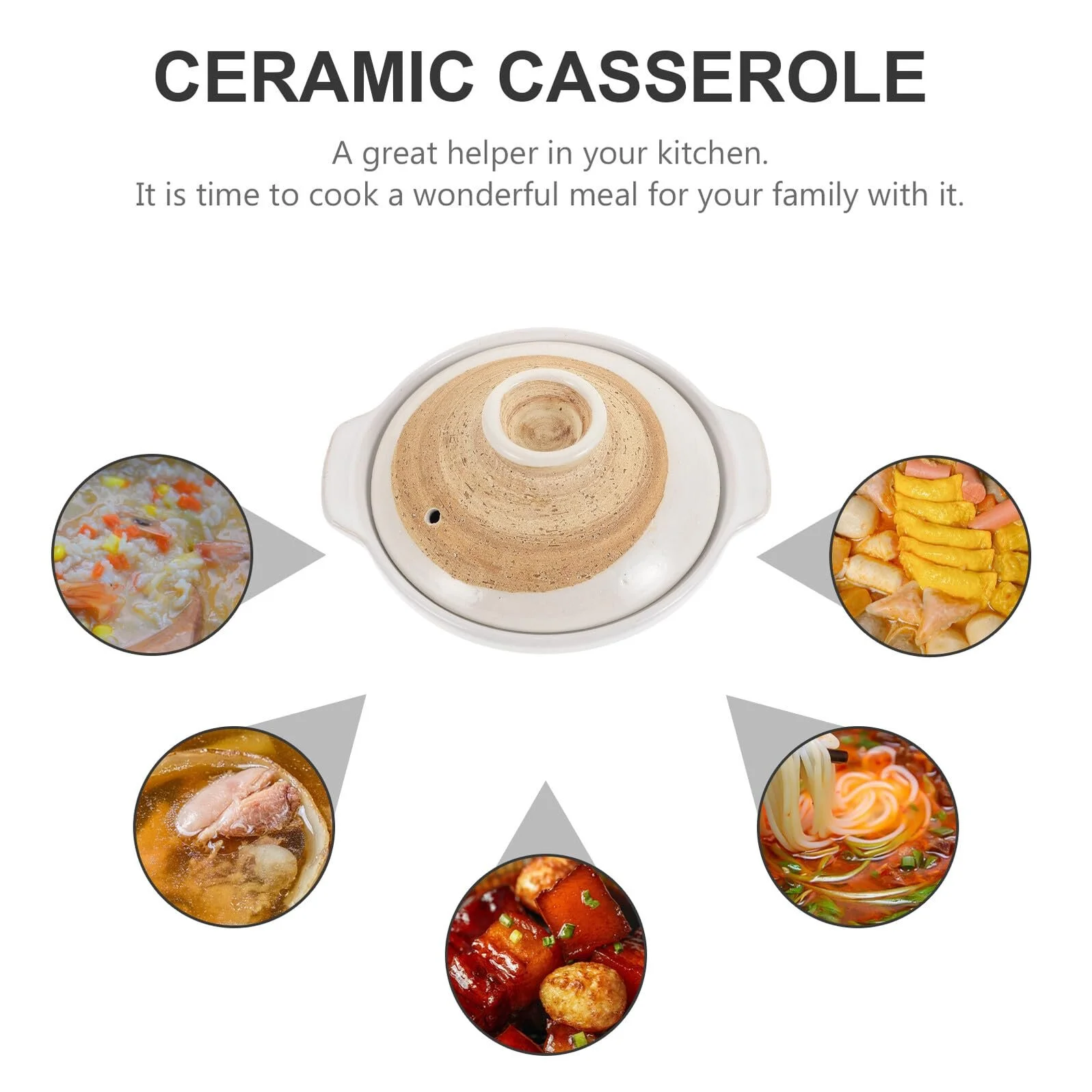 Керамічна каструля OUNONA для супу та рису антипригарна, фото №6