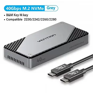 Внешний карман Vention KPZ 40Gbps M.2 NVMe SSD to USB4, Thunderbolt 4 Grey - Фото 1