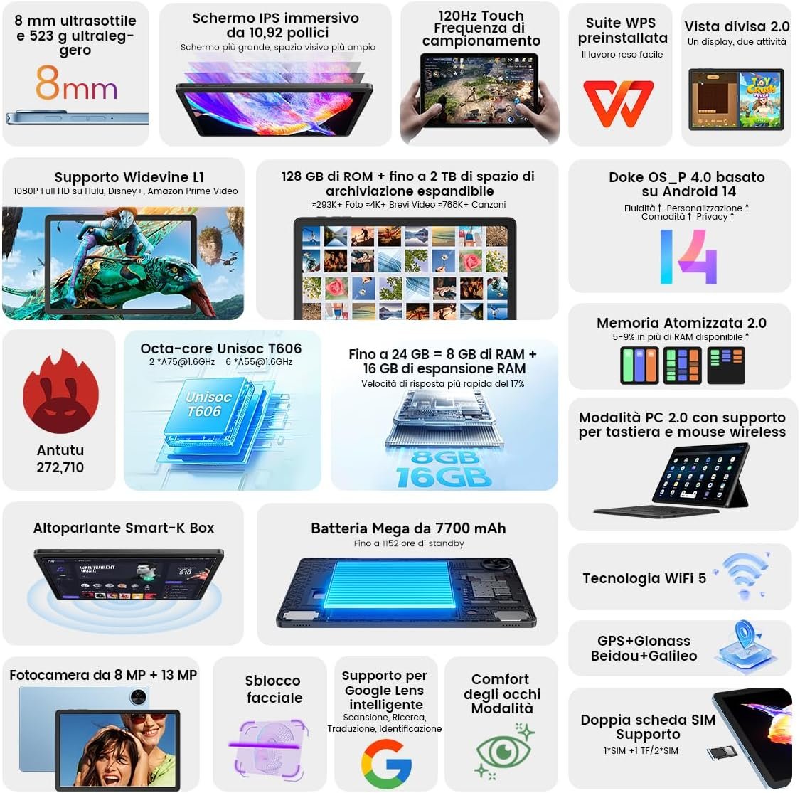 Планшет 11" OSCAL Pad 90 (8+16)/128 Гб 4G 2-SIM 8 ядер Android 14 7700 mAh Сірий, фото №4 Планшет 11" OSCAL Pad 90 (8+16)/128 Гб 4G 2-SIM 8 ядер Android 14 7700 mAh Сірий, фото №4