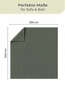 Покривало LAYNENBURG Premium Cotton Бавовняна суміш Темно-зелений, 220 x 240 см synthetic.ua - Фото 1