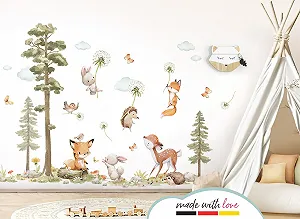 Наклейка на стіну Little Deco DL5072 M Лісові тварини Лисиця Олень 75 x 52 см synthetic.ua - Фото 1