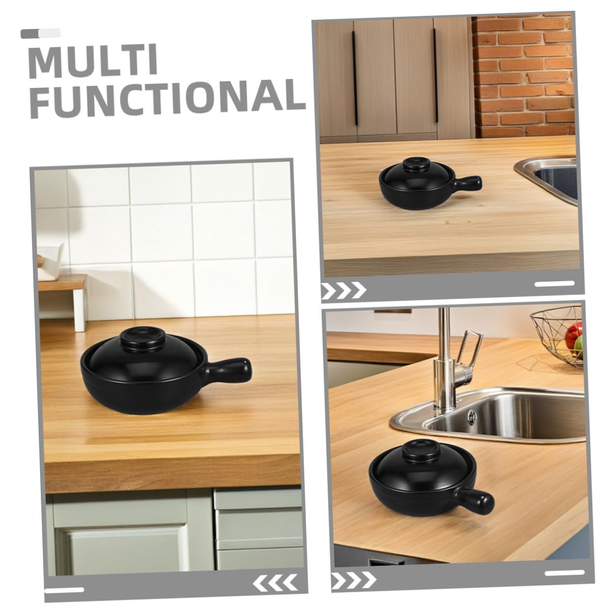 Глиняний горщик для тушкування Традиційний китайський для рівномірного нагрівання термостійкий портативний, фото №3