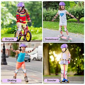 Дитячий Шолом Unicorn Castle Protector Set Регульований 7-в-1 Наколінники Напульсники та Налокітники для Скейтборду, Катання на ковзанах, Самокату, Велосипеда synthetic.ua - Фото 1