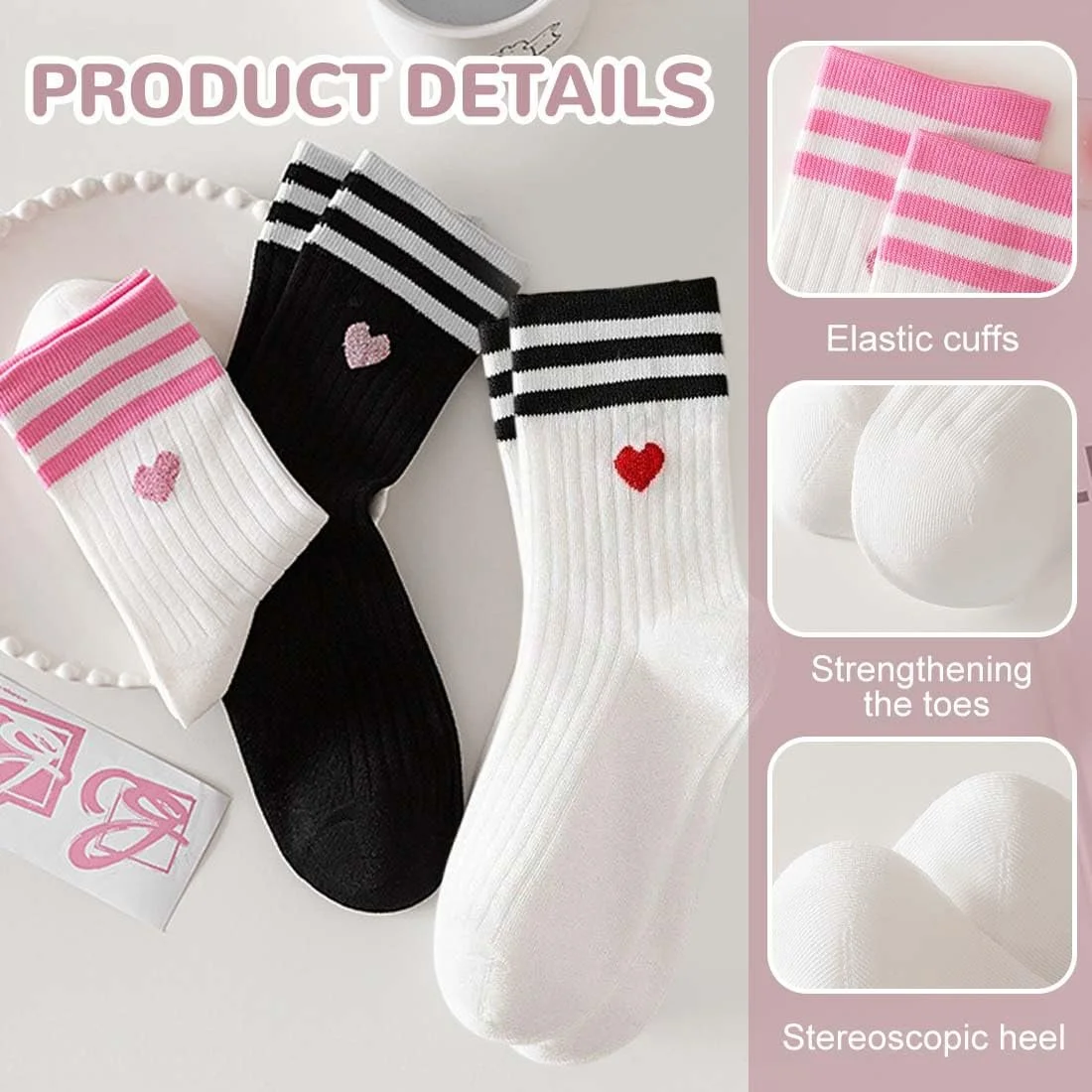 Шкарпетки тенісні Жіночі Heart 3 пари 35-39, фото №3