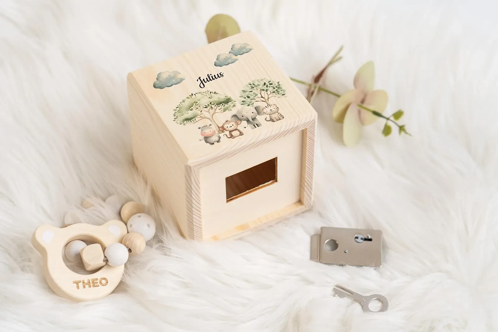 Скарбничка Geschenkfreude дерев'яна 10 x 10 см із замком Africa, фото №5