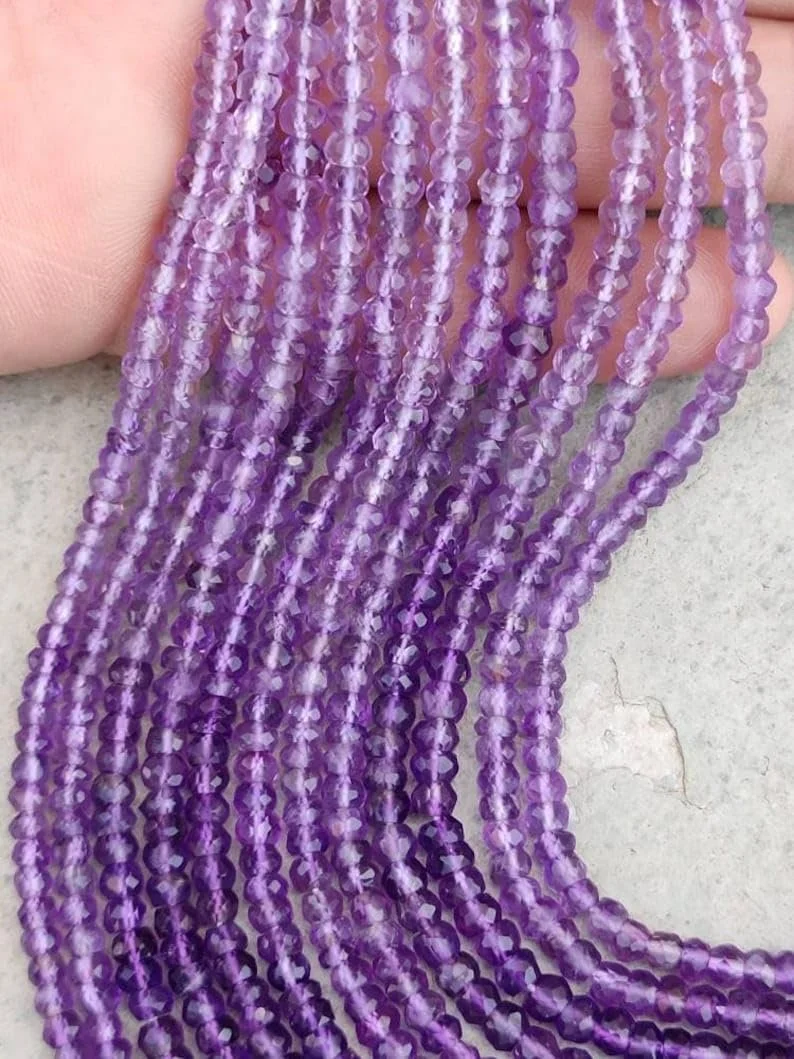 Бусины Аметист Круглый Граненый 3.5-4 мм, фото №1