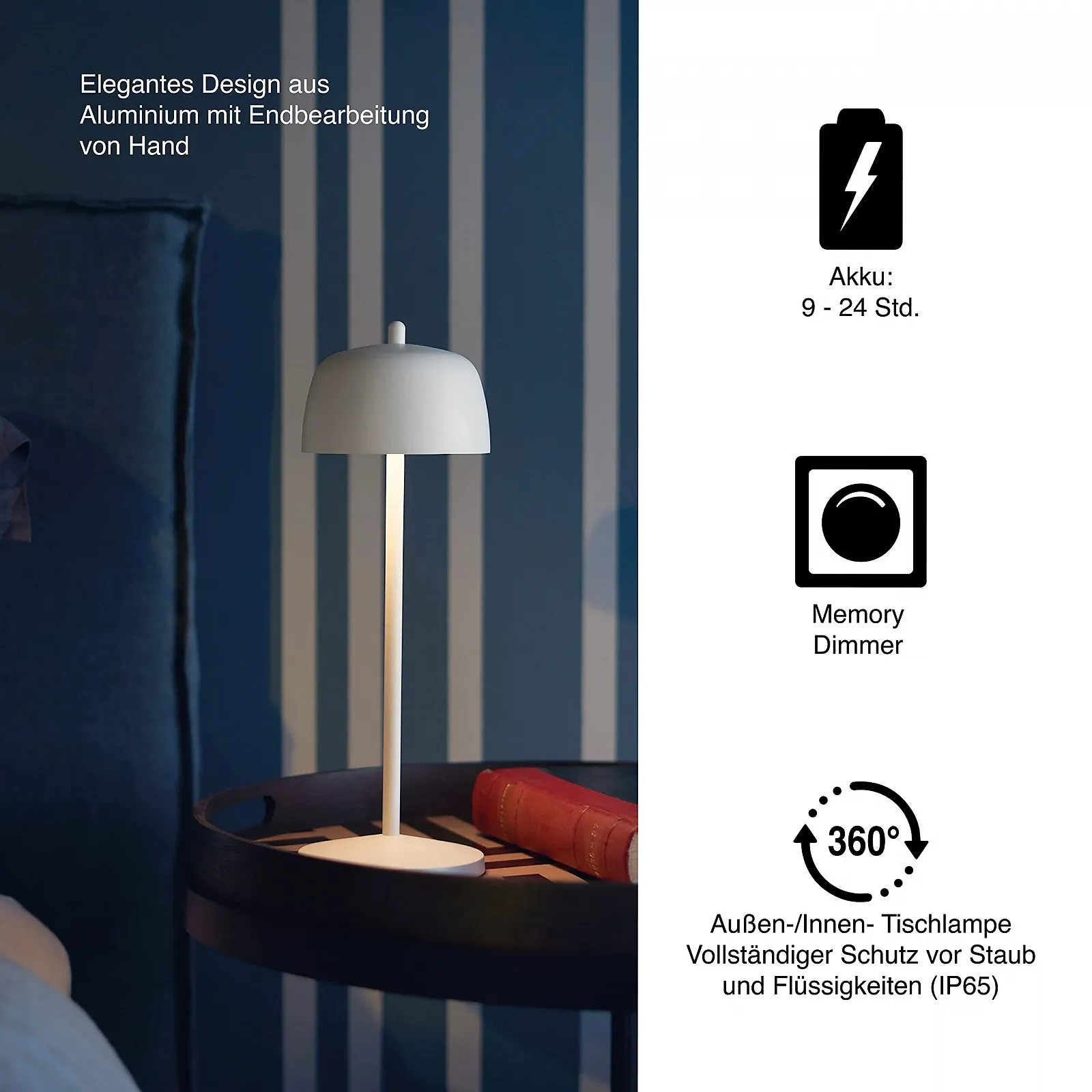 Настільна лампа Zafferano Theta Dimmable LED IP65 Акумуляторна Corten, фото №3