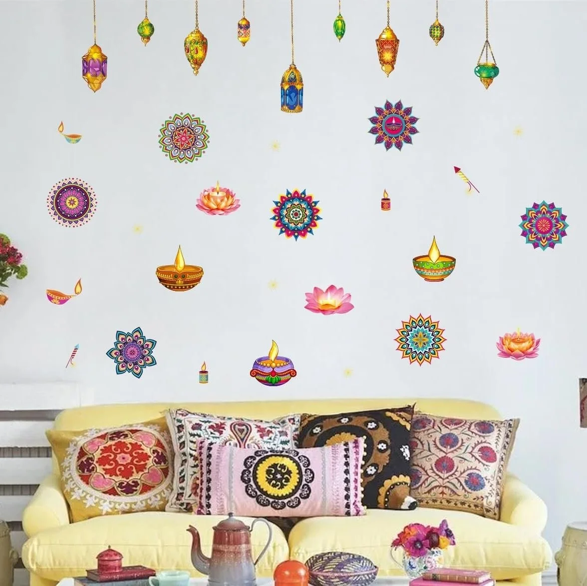 Наклейка на стіну HPNIUB Diwali Ранголі Дія 30 x 90 см, фото №1