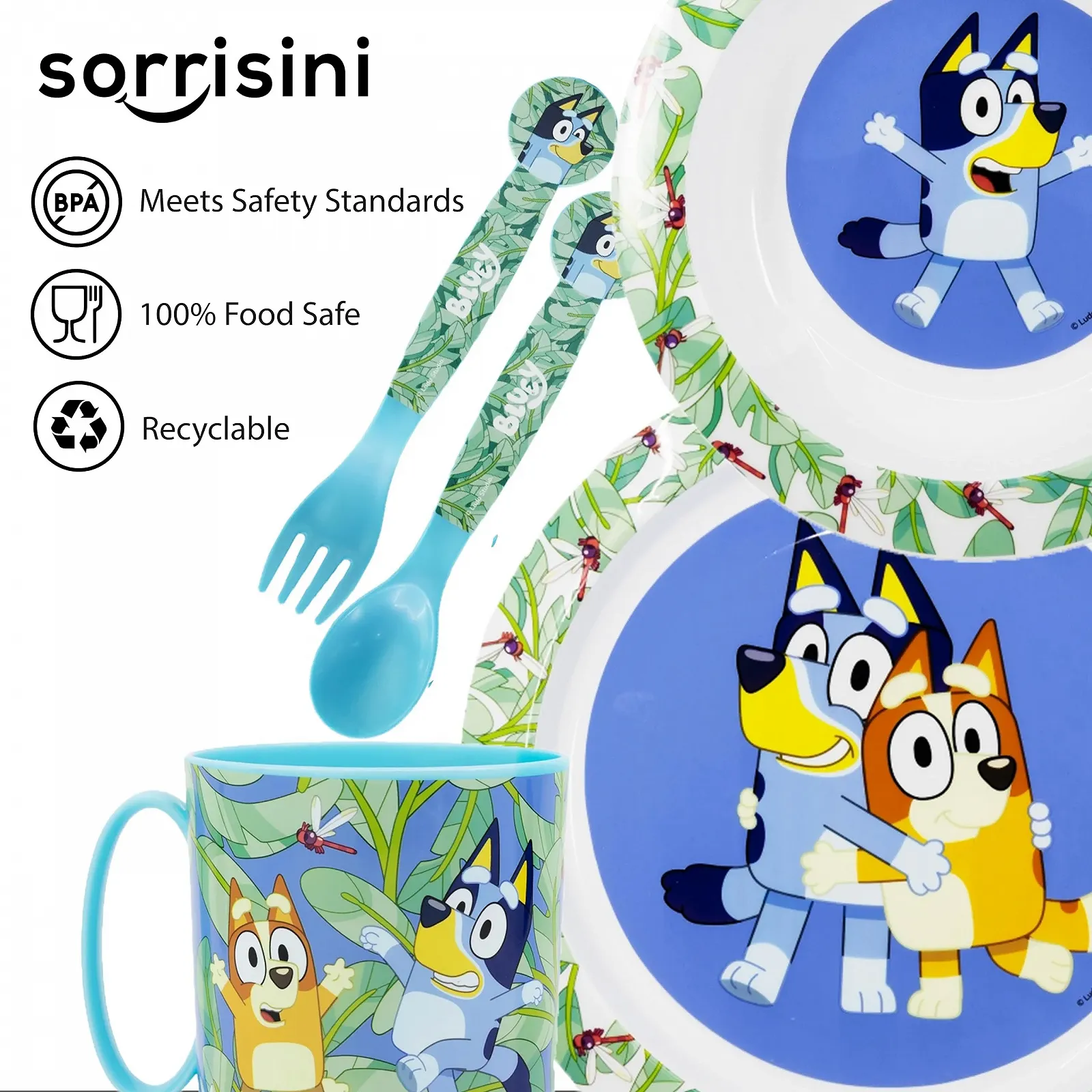Набор детской посуды Sorrisini Bluey, многоразовый, фото №2 Набор детской посуды Sorrisini Bluey, многоразовый, фото №2