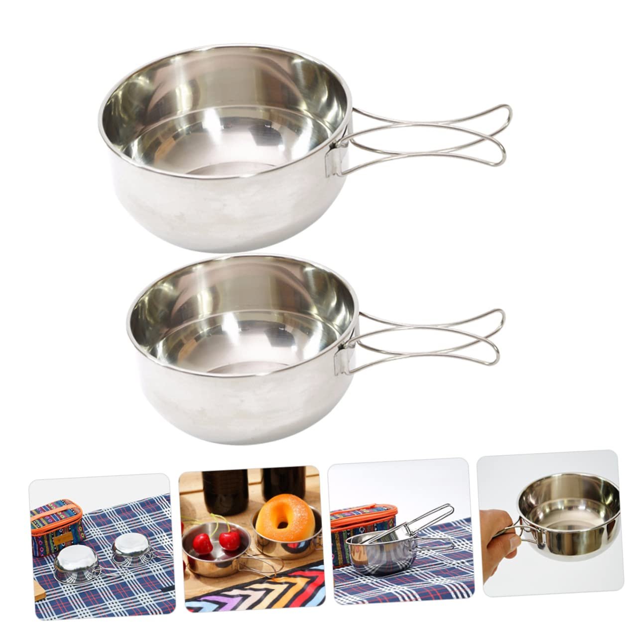 Миска Kisangel 5 шт. для кемпинга, миска для кормления, миски из нержавеющей стали, миска для воды, посуда для кемпинга, фото №2