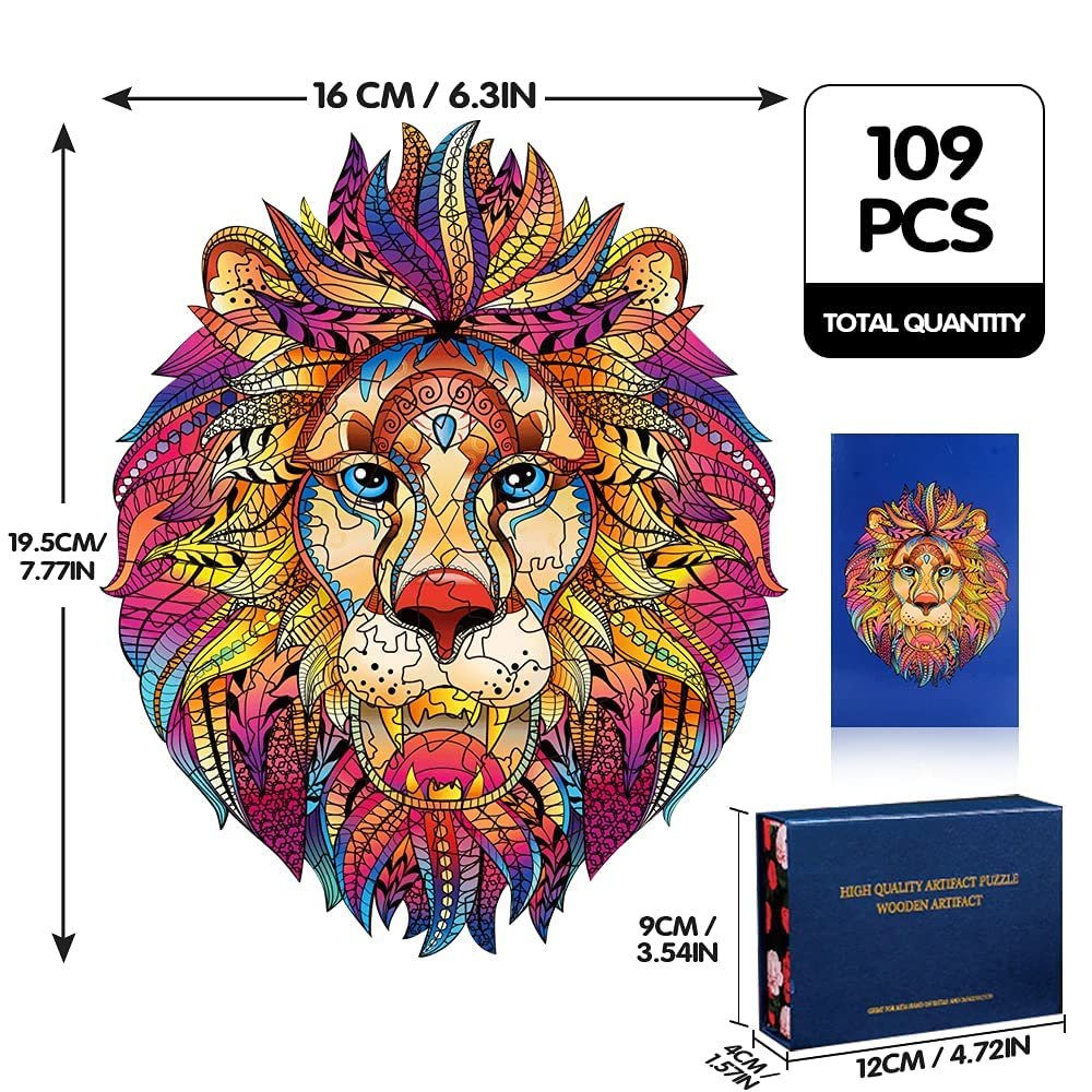 Пазл TOLOYE Lion 100 деталей Деревянный 16 x 26.3 см, фото №2
