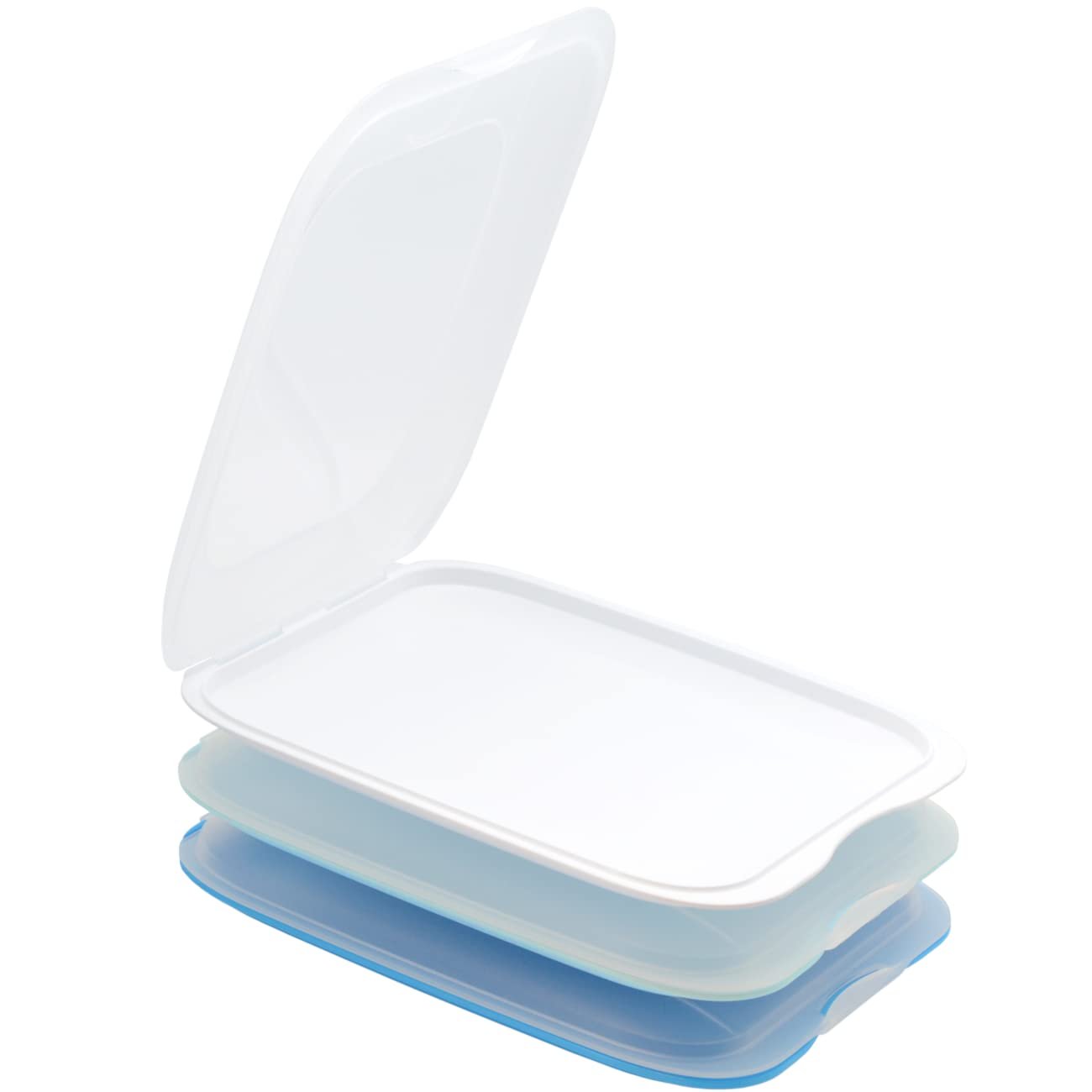 Набір контейнерів для продуктів Stackable 3 шт. Світло-блакитний, білий, фото №1