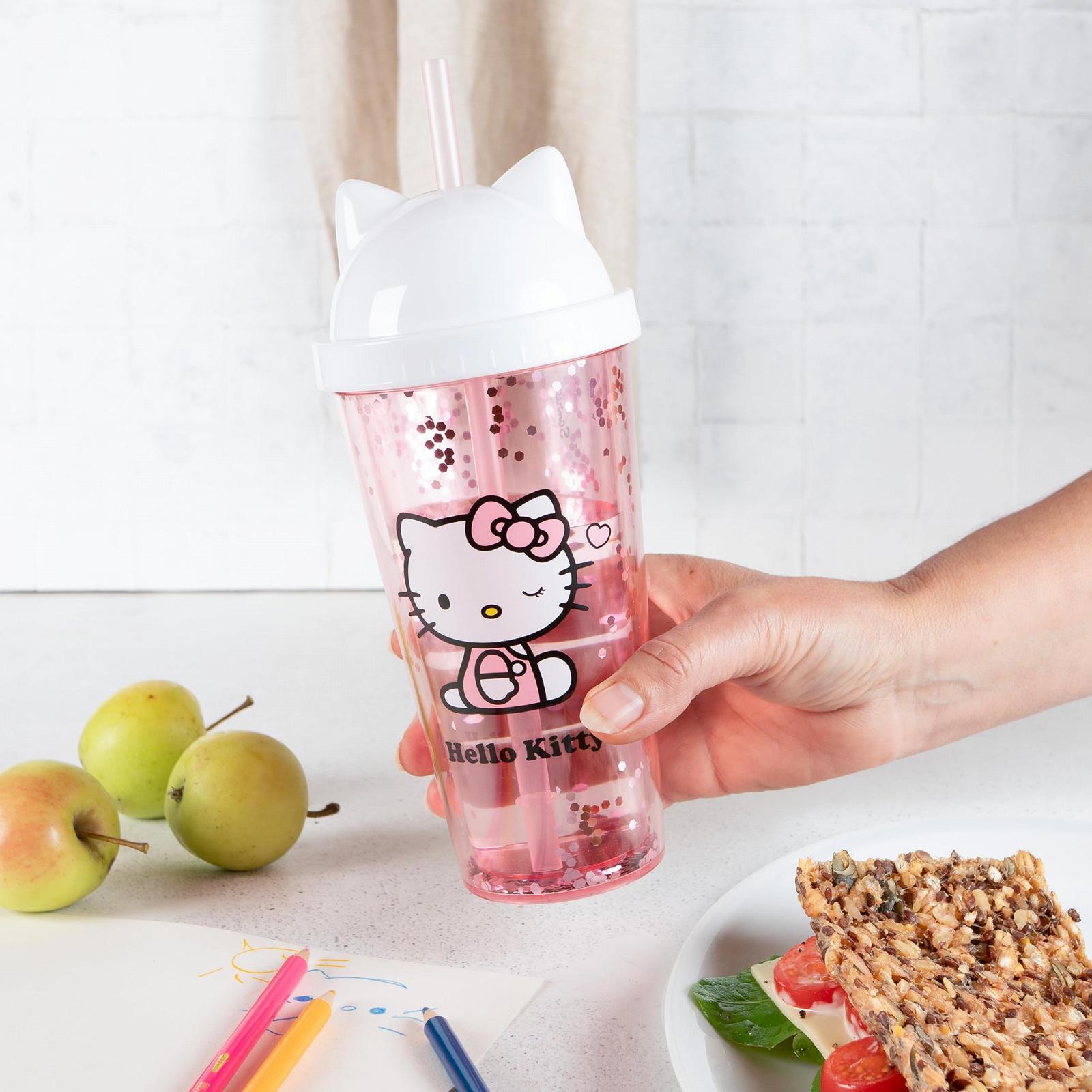 Дитяча чашка з кришкою та соломинкою Hello Kitty 425 мл для холодних напоїв, фото №7