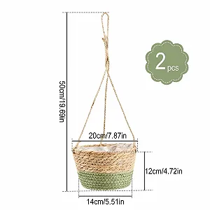 Підвісний кошик Seagrass макраме Набір 2 шт. Плетений з морської трави для рослин synthetic.ua - Фото 1