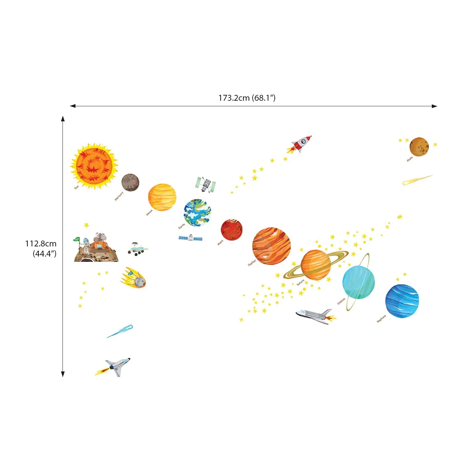 Наклейки на стіну Decowall DW-1501S The Solar System Medium, фото №3