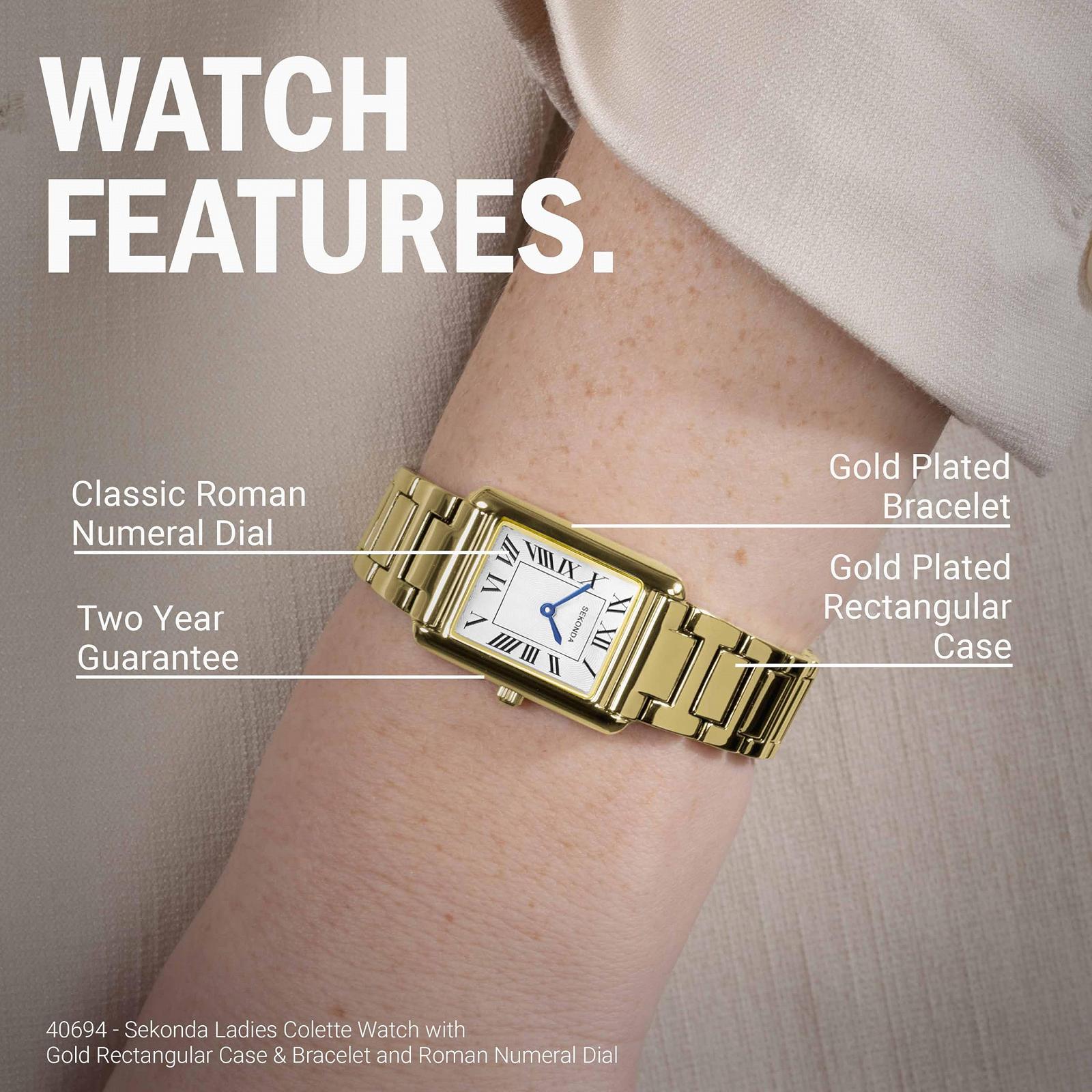 Жіночий годинник Sekonda Colette Classic 22 мм з золотим ремінцем і білим циферблатом, фото №4