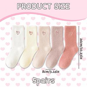 Мягкие носки Женские 39-42, Зимние носки Женские, 5 пар пушистых носков розового, белого и бежевого цветов, Мягкий материал, 26 x 8 см synthetic.ua - Фото 1